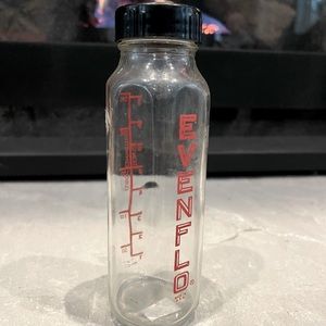 Vintage hexagon glass evenflo Baby Bottles Clear/ black lid